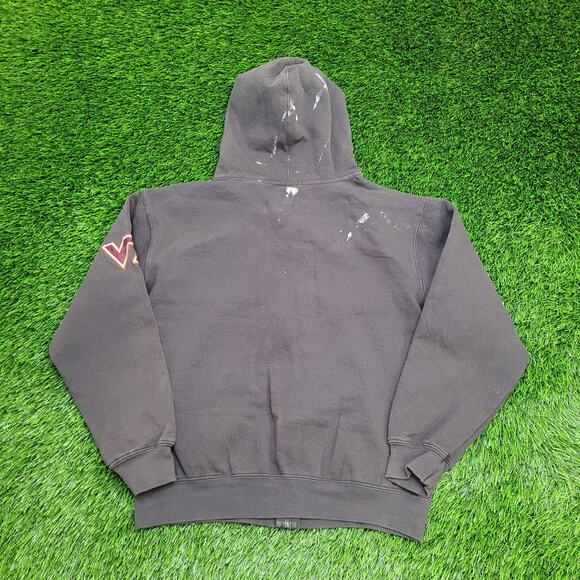 Virginia Tech Hokies Zip Hoodie Small 20x22 Baggy Black Gray - Picture 2 of 15